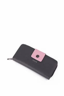 Boto Duży Portfel Damski Na Suwak Szaro-Różowy Huntress