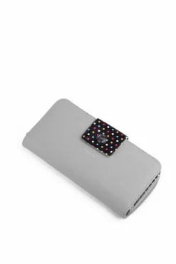 Outlet Duży Portfel Damski Na Suwak Kropki Szary Huntress Portfele
