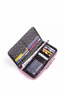 Hot Duży Portfel Damski Na Suwak Kropki Jasnoróżowy Huntress Portfele