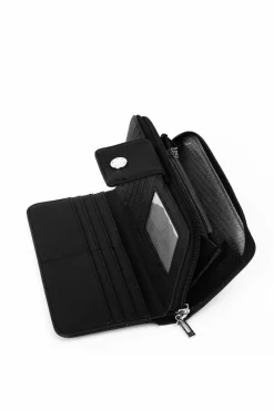 Clearance Duży Portfel Damski Na Suwak Czarny Huntress Portfele