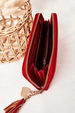 Portfele>Boto Duży Portfel Damski Z Breloczkiem Czerwony