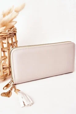 Portfele>Boto Duży Portfel Damski Z Breloczkiem Szaro-Zielony