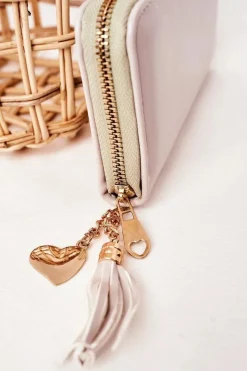 Portfele>Boto Duży Portfel Damski Z Breloczkiem Szaro-Zielony