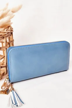 Portfele>Boto Duży Portfel Damski Z Breloczkiem Niebieski