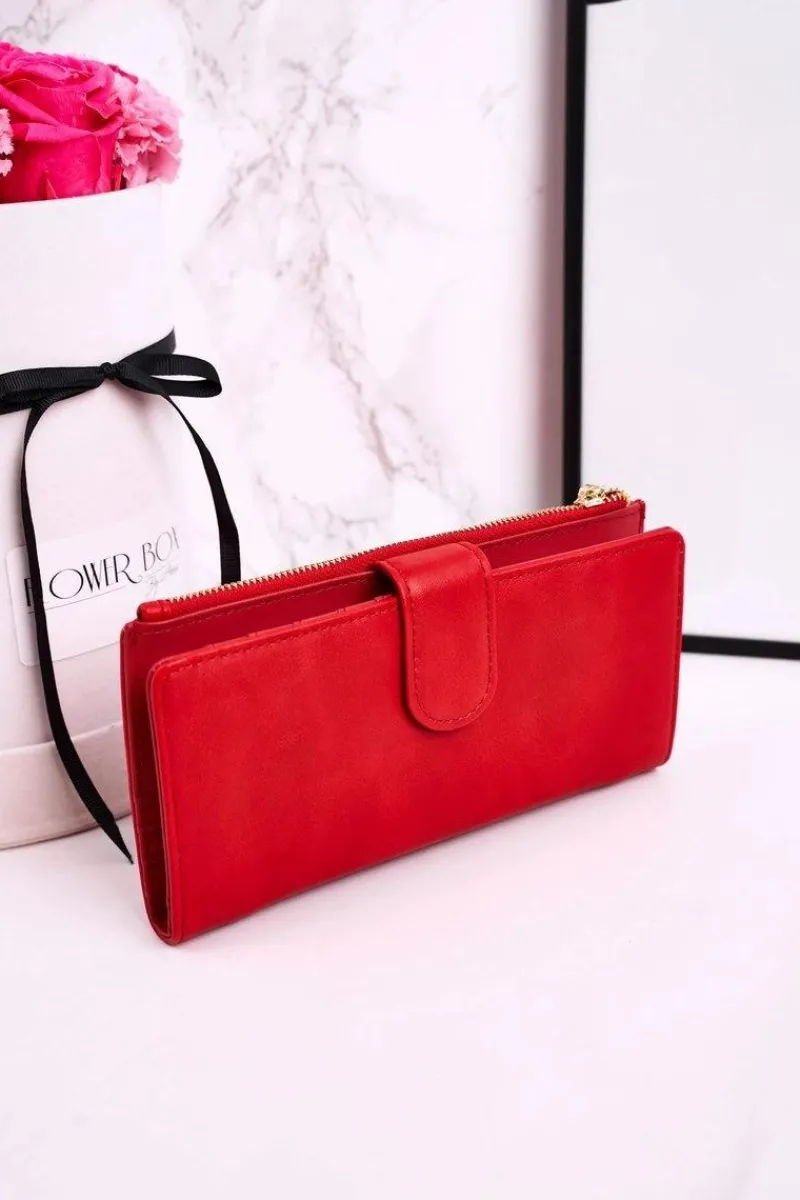 Portfele>Boto Duży Portfel Damski Z Dodatkową Portmonetką I Frędzlami Czerwony