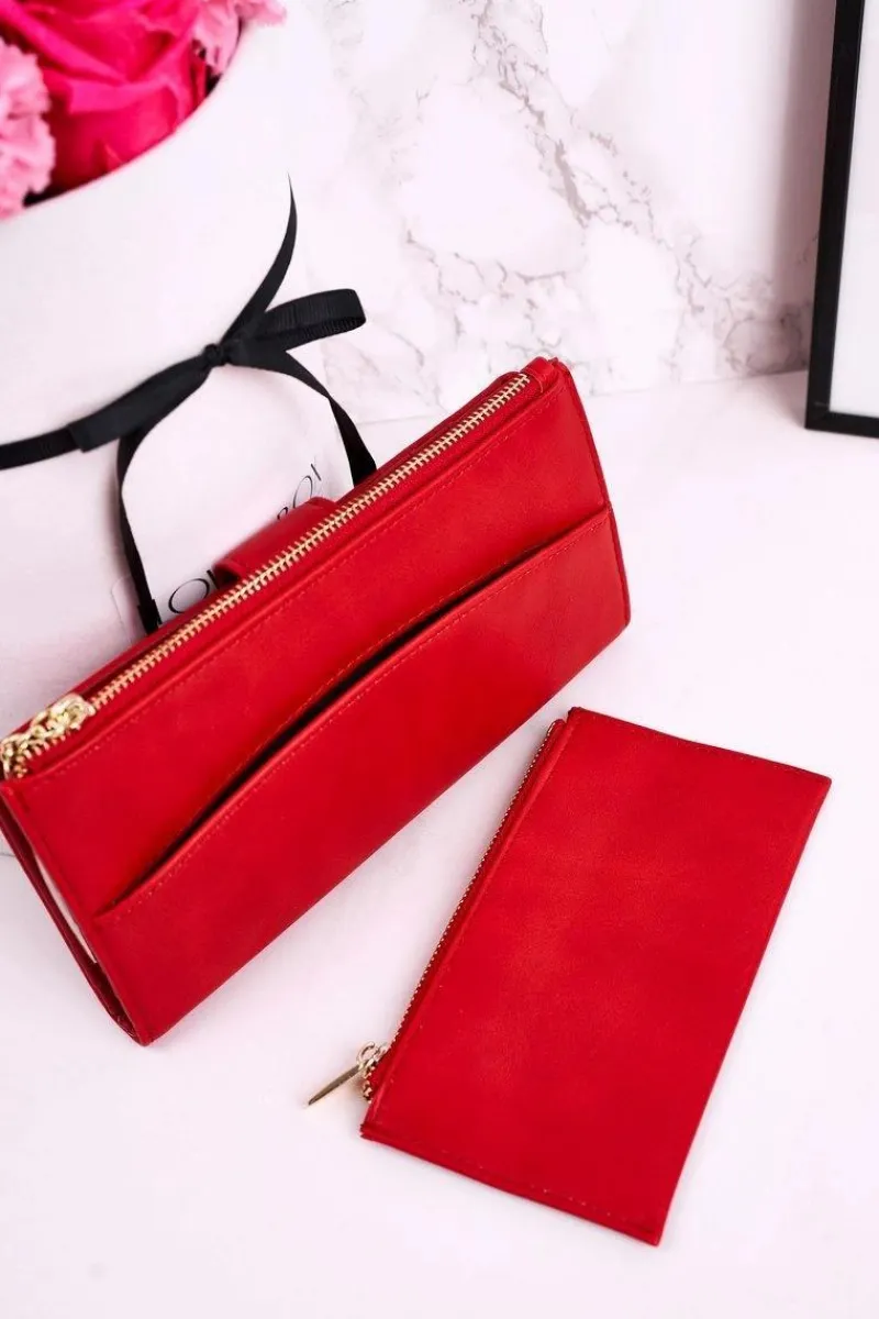 Portfele>Boto Duży Portfel Damski Z Dodatkową Portmonetką I Frędzlami Czerwony