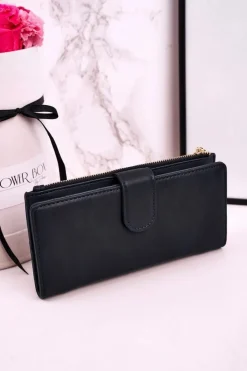 Outlet Boto Duży Portfel Damski Z Dodatkową Portmonetką I Frędzlami Granatowy