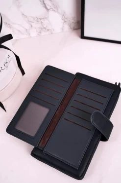 Portfele>Boto Duży Portfel Damski Z Dodatkowym Miejscem Na Karty Granatowy