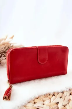 Clearance Duży Portfel Damski Z Dodatkowymi Portmonetkami Czerwony Portfele