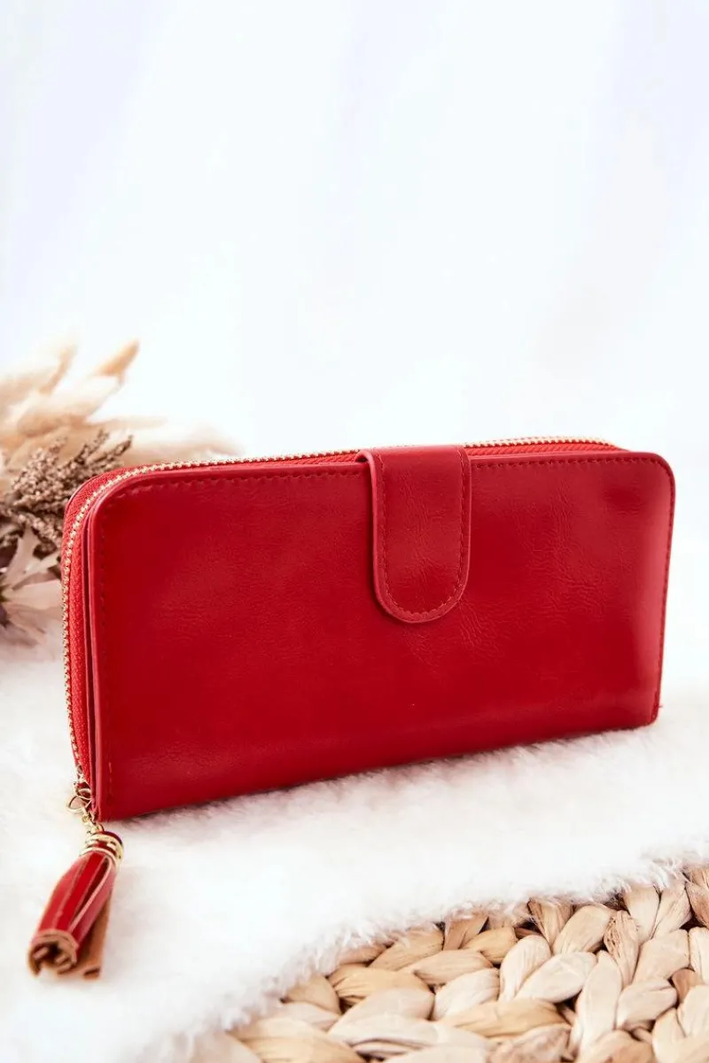 Clearance Duży Portfel Damski Z Dodatkowymi Portmonetkami Czerwony Portfele