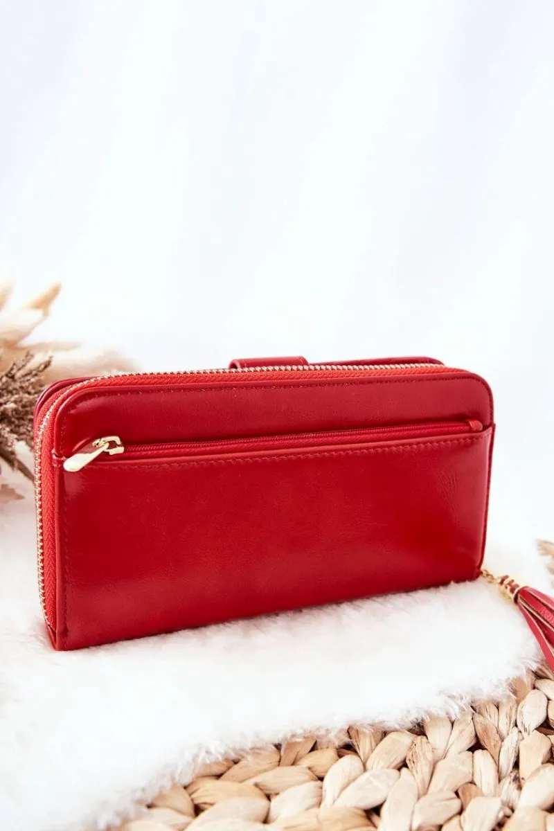 Clearance Duży Portfel Damski Z Dodatkowymi Portmonetkami Czerwony Portfele