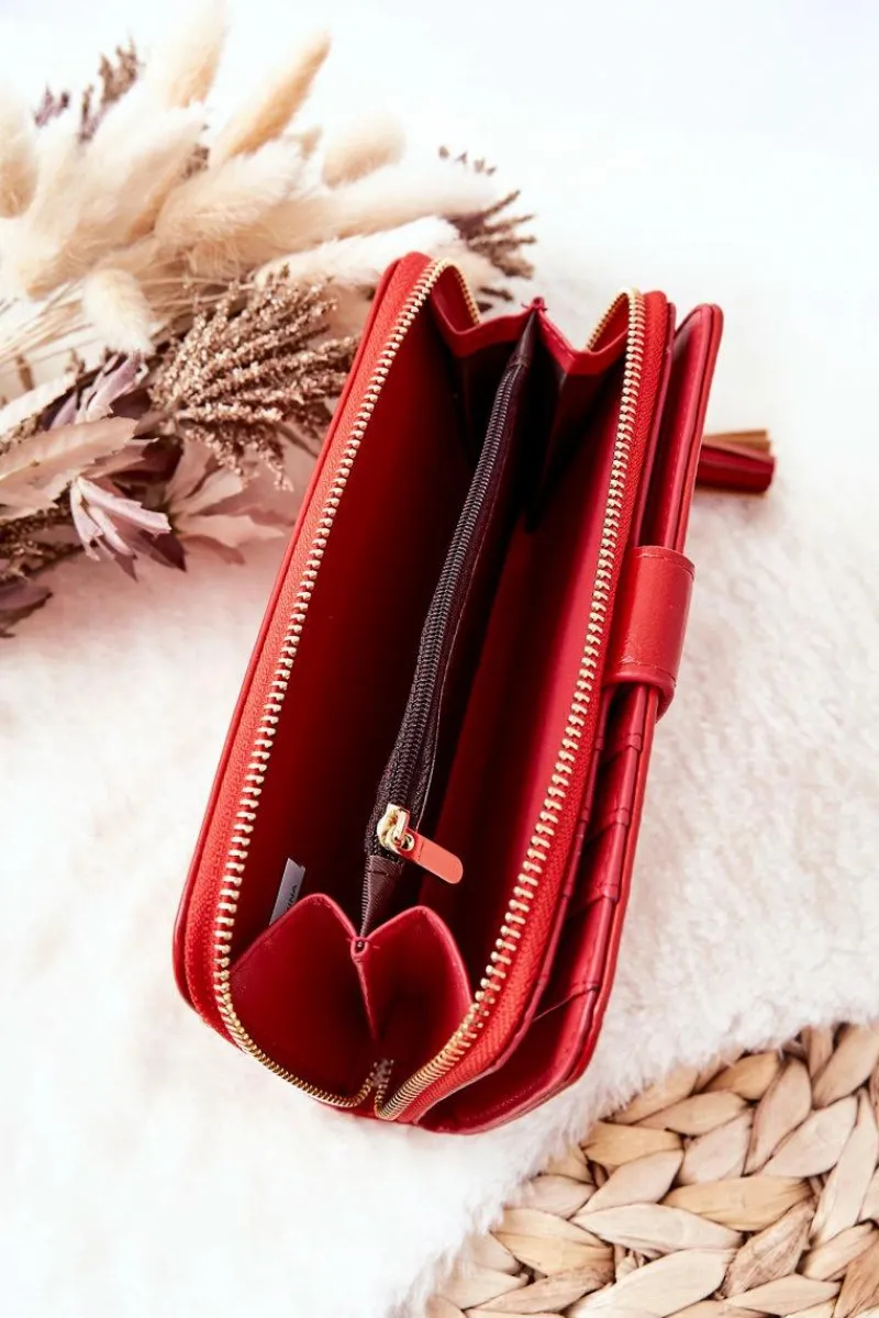 Clearance Duży Portfel Damski Z Dodatkowymi Portmonetkami Czerwony Portfele