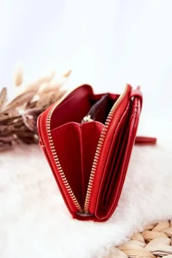 Clearance Duży Portfel Damski Z Dodatkowymi Portmonetkami Czerwony Portfele