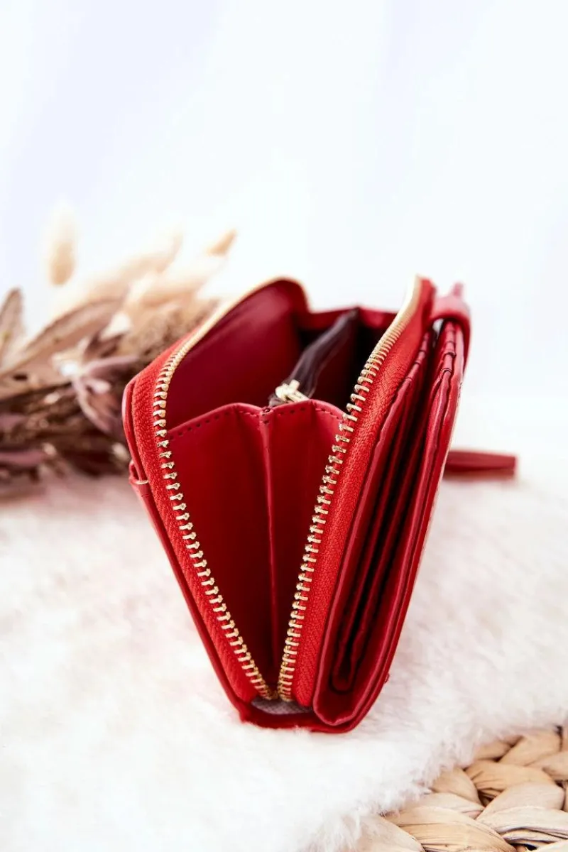 Clearance Duży Portfel Damski Z Dodatkowymi Portmonetkami Czerwony Portfele