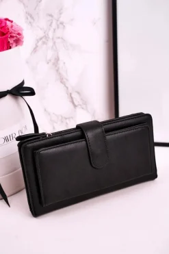Boto Duży Portfel Damski Z Dodatkowym Miejscem Na Karty Czarny