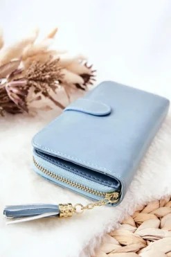 Hot Boto Duży Portfel Damski Z Dodatkowymi Portmonetkami Niebieski