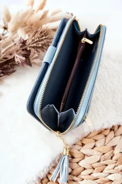 Hot Boto Duży Portfel Damski Z Dodatkowymi Portmonetkami Niebieski