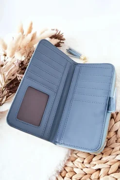 Hot Boto Duży Portfel Damski Z Dodatkowymi Portmonetkami Niebieski