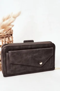 Boto Duży Portfel Damski Z Kieszenią Szary