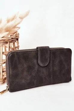 Boto Duży Portfel Damski Z Kieszenią Szary