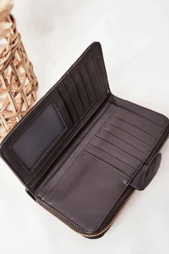 Boto Duży Portfel Damski Z Kieszenią Szary