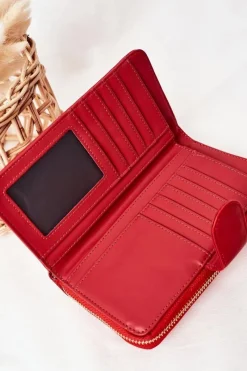 Online Boto Duży Portfel Damski Z Kieszenią Czerwony