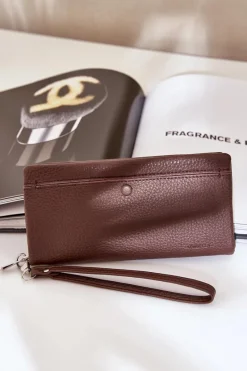 Portfele>Boto Duży Portfel Damski Z Tłoczeniem Eko Skóra Czekoladowy Martiel Brązowy