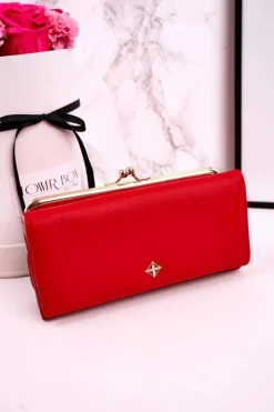 Portfele>Boto Duży Portfel Damski Zapinany Na Bigiel MILANO Czerwony