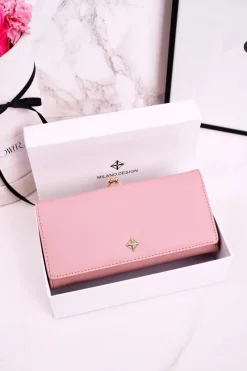 Hot Duży Portfel Damski Zapinany Na Bigiel MILANO Różowy Portfele