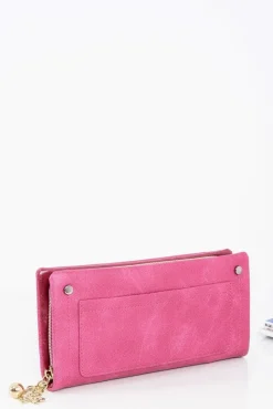 New Duży Portfel Damski Złota Zawieszka Różowy Portfele