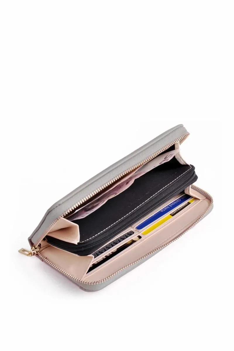 Clearance Duży Portfel Na Suwak Szary Hailey Portfele