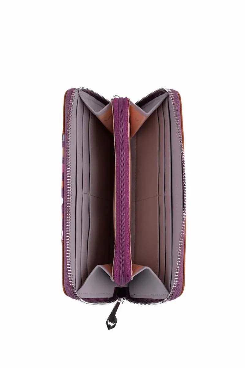 Best Boto Duży Portfel Na Suwak W Kropki Brązowy Reine