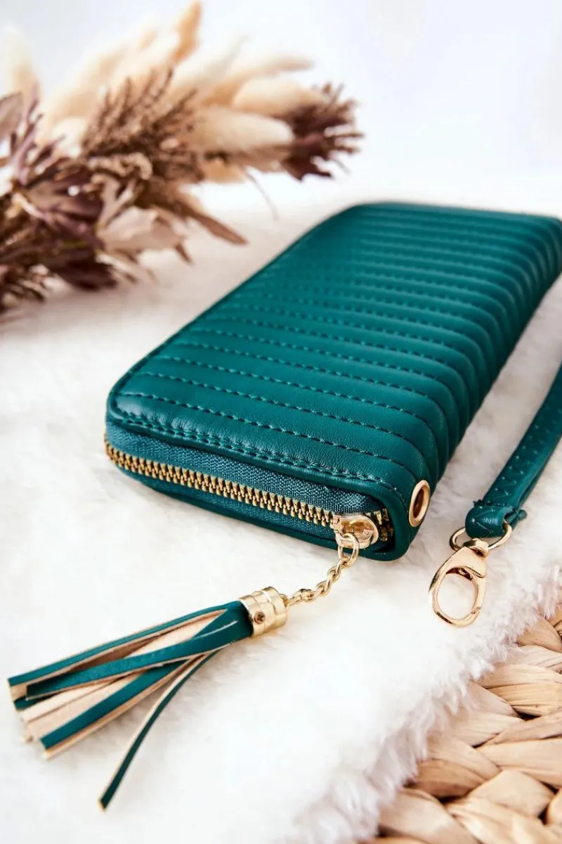 Best Duży Portfel Pikowany Z Paseczkiem Zielony Portfele