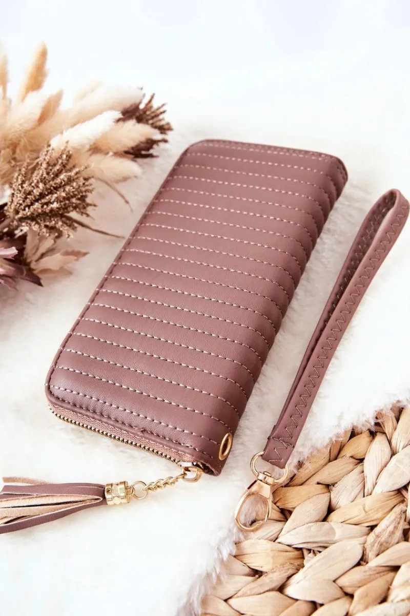 Best Duży Portfel Pikowany Z Paseczkiem Cappucino Portfele