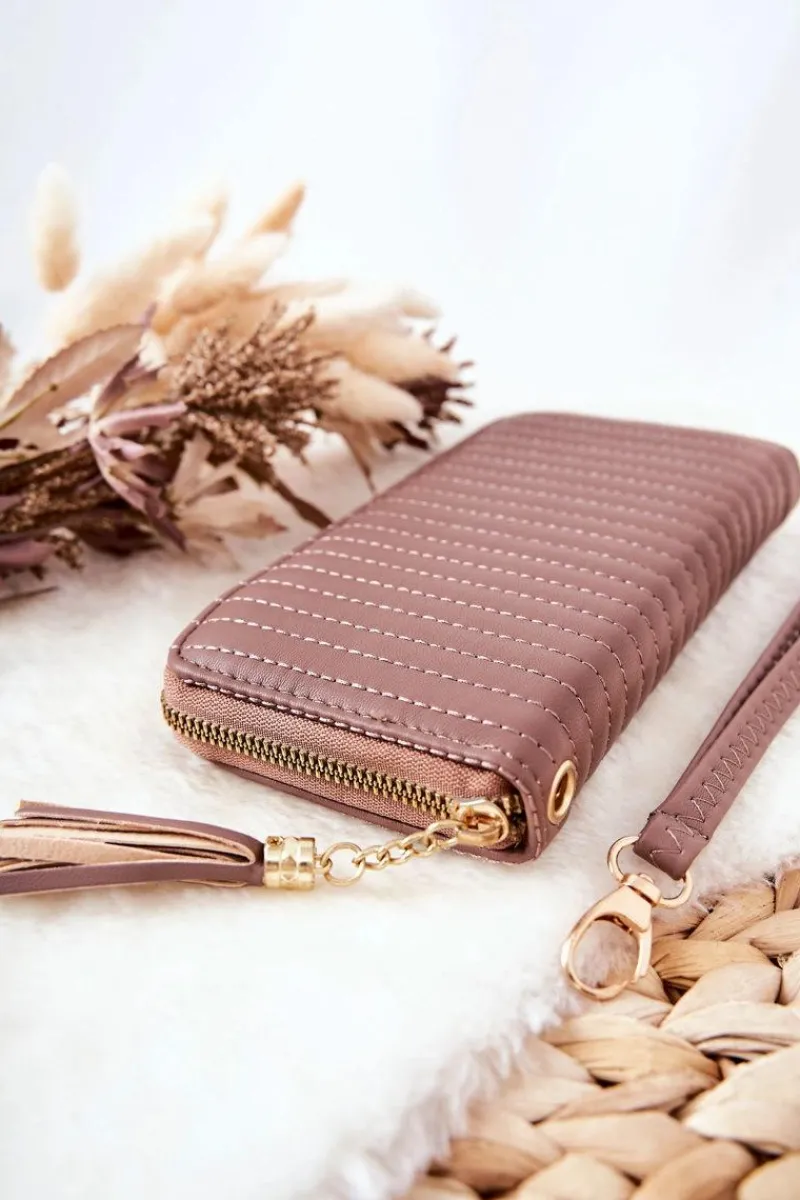 Best Duży Portfel Pikowany Z Paseczkiem Cappucino Portfele