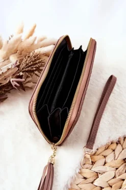 Best Duży Portfel Pikowany Z Paseczkiem Cappucino Portfele