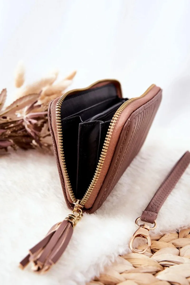 Best Duży Portfel Pikowany Z Paseczkiem Cappucino Portfele