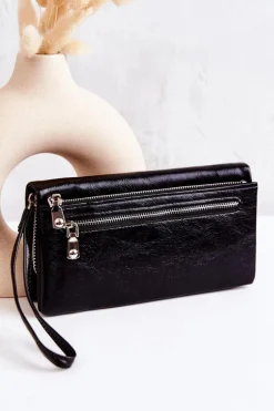 Hot Boto Duży Skórzany Portfel Czarny Rhodes