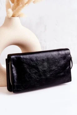 Hot Boto Duży Skórzany Portfel Czarny Rhodes