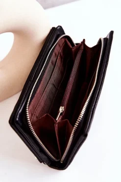 Hot Boto Duży Skórzany Portfel Czarny Rhodes