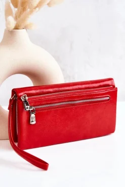 Online Duży Skórzany Portfel Czerwony Rhodes Portfele