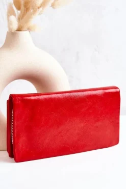 Online Duży Skórzany Portfel Czerwony Rhodes Portfele