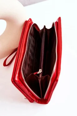 Online Duży Skórzany Portfel Czerwony Rhodes Portfele