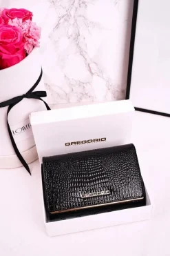 Online Boto Duży Skórzany Portfel Damski GREGORIO Lakierowany Czarny