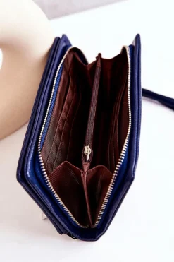 New Duży Skórzany Portfel Granatowy Rhodes Portfele