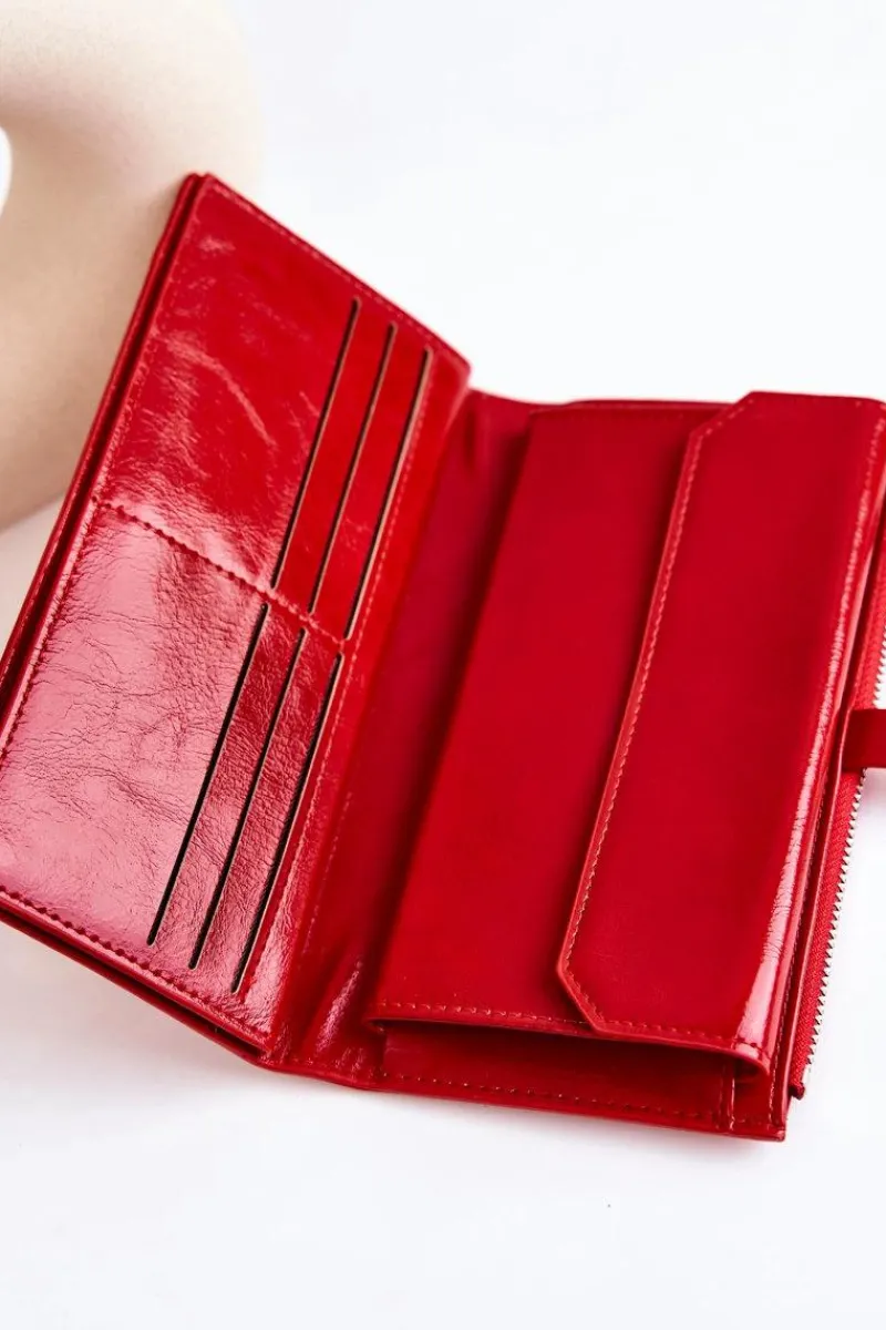 Best Boto Duży Skórzany Portfel Na Magnes Czerwony Nereva