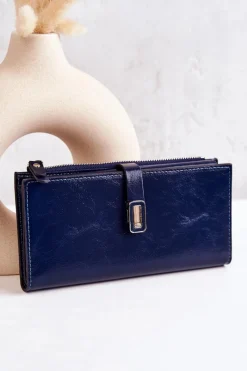Boto Duży Skórzany Portfel Na Magnes Granatowy Nereva