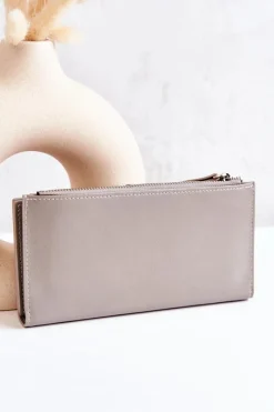 Portfele>Boto Duży Skórzany Portfel Na Magnes Szary Nereva