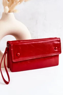 Portfele>Boto Duży Skórzany Portfel Na Suwak Czerwony Loreaine