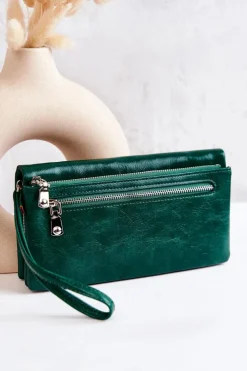 Portfele>Boto Duży Skórzany Portfel Zielony Rhodes